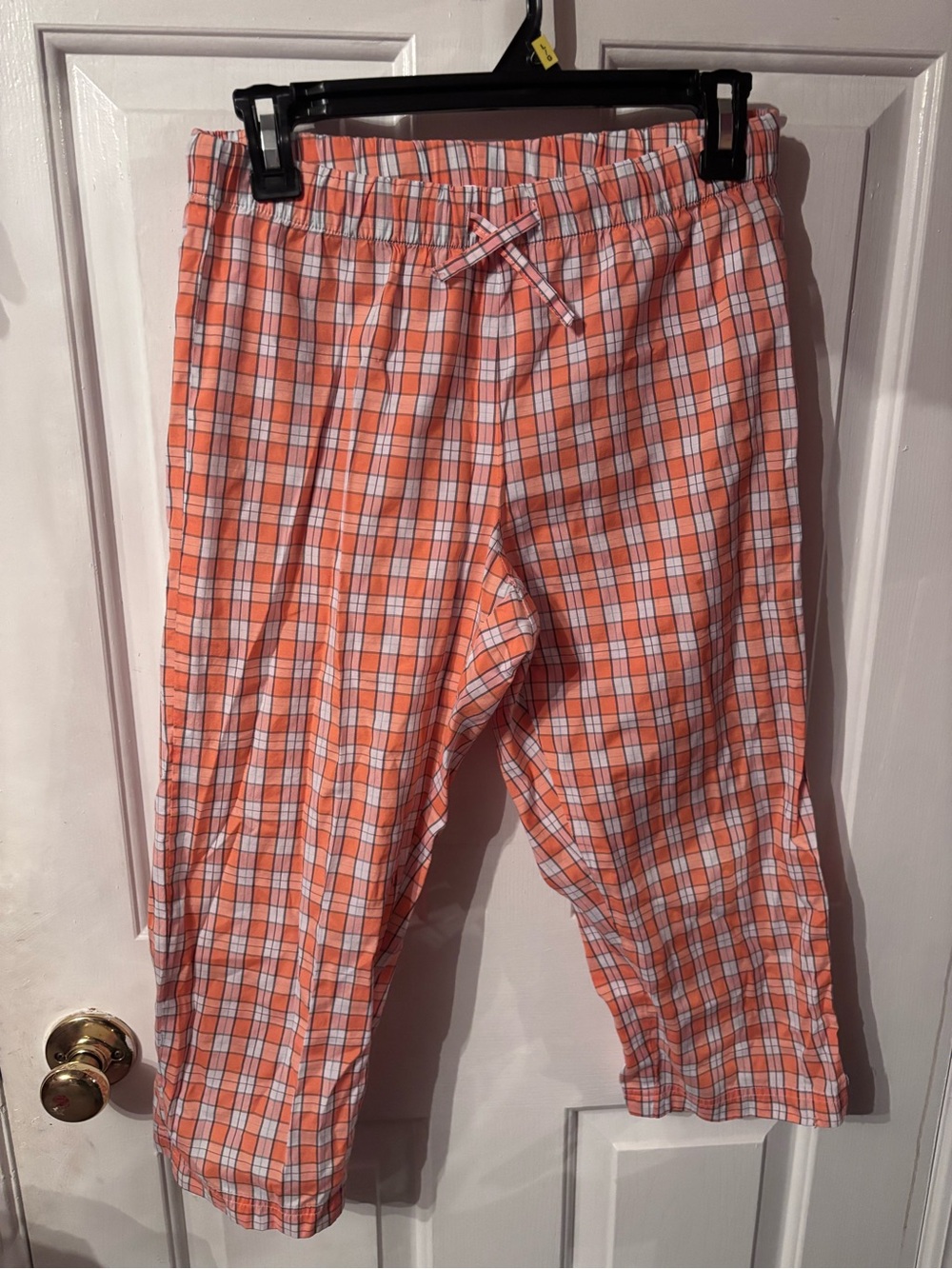 La Vie en Rose Orange Plaid Capri Pajama Pants